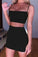 Black Bodycon Sexy Spaghetti Straps Two Piece Alexa Homecoming Dresses HC9393