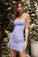 Light Purple Mesh Strappy Ruffle Mini Homecoming Dresses Regan HC9482