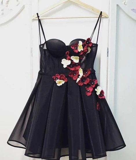 Black Tulle Sweetheart Neck Lauren Homecoming Dresses Short Dress Black HC9508