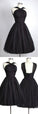 Vintage Knee-Length Homecoming Dresses Ann Sleeveless Open Back Black HC9817