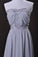 Silver Prom Dress A Line Strapless Floor Length Sweep/Brush Train Chiffon Cz