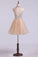 2023 High Neck Homecoming Dresses A-Line Short Beaded Bodice Tulle