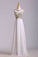 2023 Scoop Neckline Off The Shoulder Prom Dresses White Floor Length Chiffon With Gold Embroidery