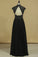 2023 Black High Neck Prom Dresses A Line Chiffon With Applique And Beads