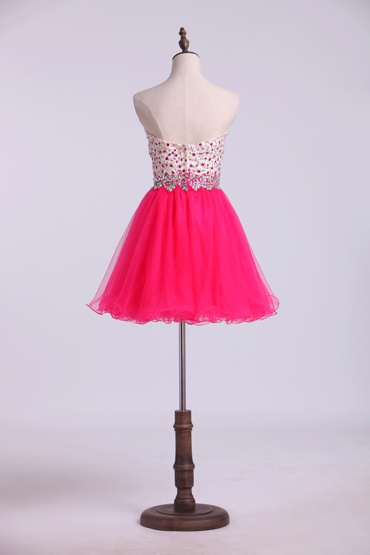 2024 Sweetheart Homecoming Dresses A-Line Beaded Bodice Tulle