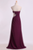 2024 Prom Dresses A Line Ruffled Bodice Beaded With Slit Floor Length