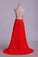 2024 Splendid Sweetheart Prom Dresses A Line Chiffon With Beads Open Back