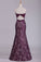 2023 Sweetheart Prom Dresses Mermaid/Trumpet Pleated Bodice Lace Grape Floor Length